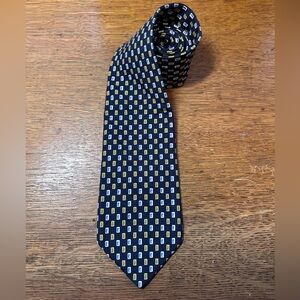 Brooks Brothers Navy‎ Blue Yellow Paisley Rectangle Patterned Silk Tie